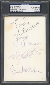 Beatles Group Signed Photograph With All 4 Signatures - McCartney, Lennon, Harrison and Starr (PSA/DNA)